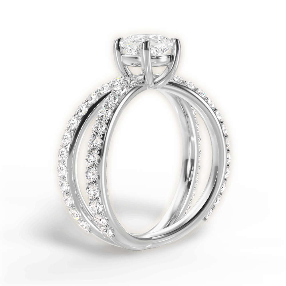 14kt White Gold/18kt White Gold/Platinum/cushion/front