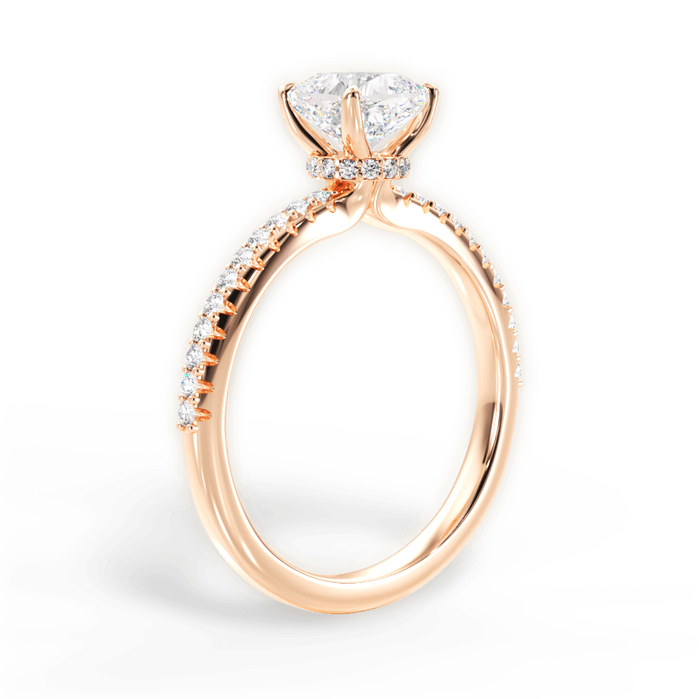14kt Rose Gold/18kt Rose Gold/cushion/front