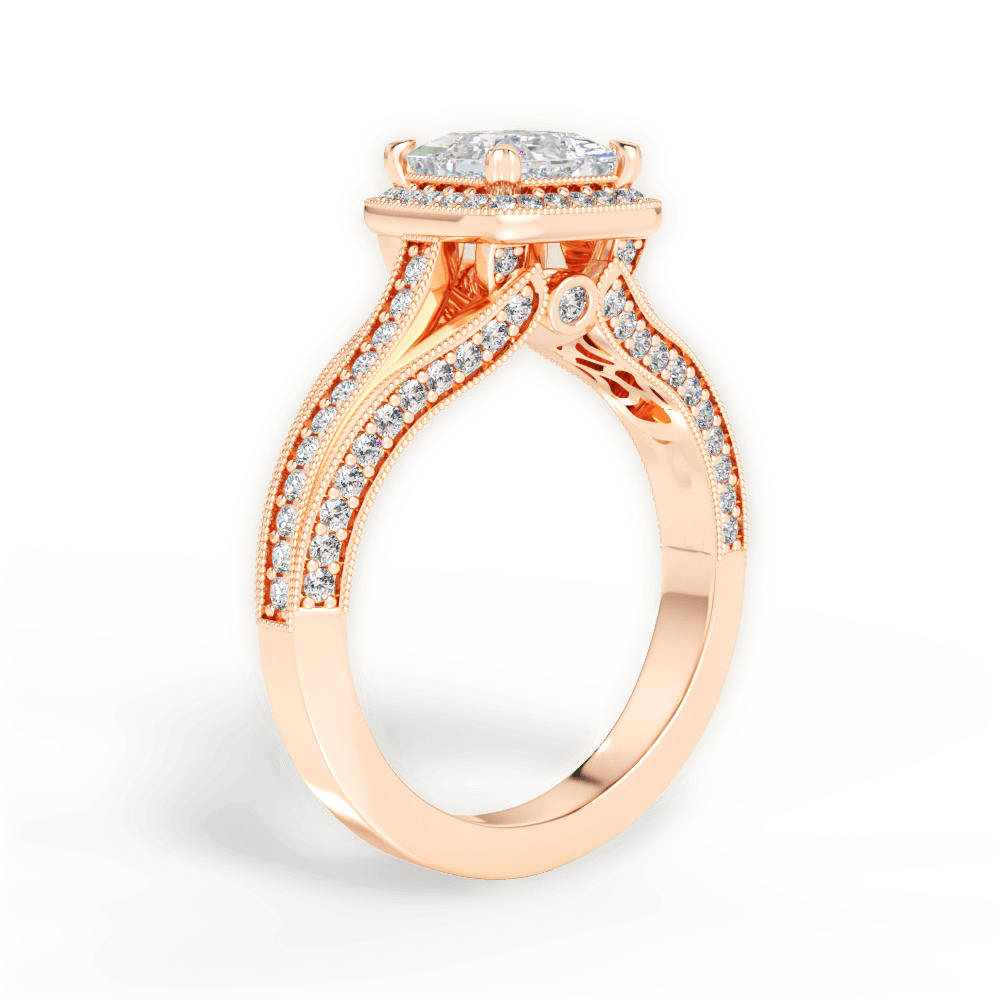 14kt Rose Gold/18kt Rose Gold/princess/front