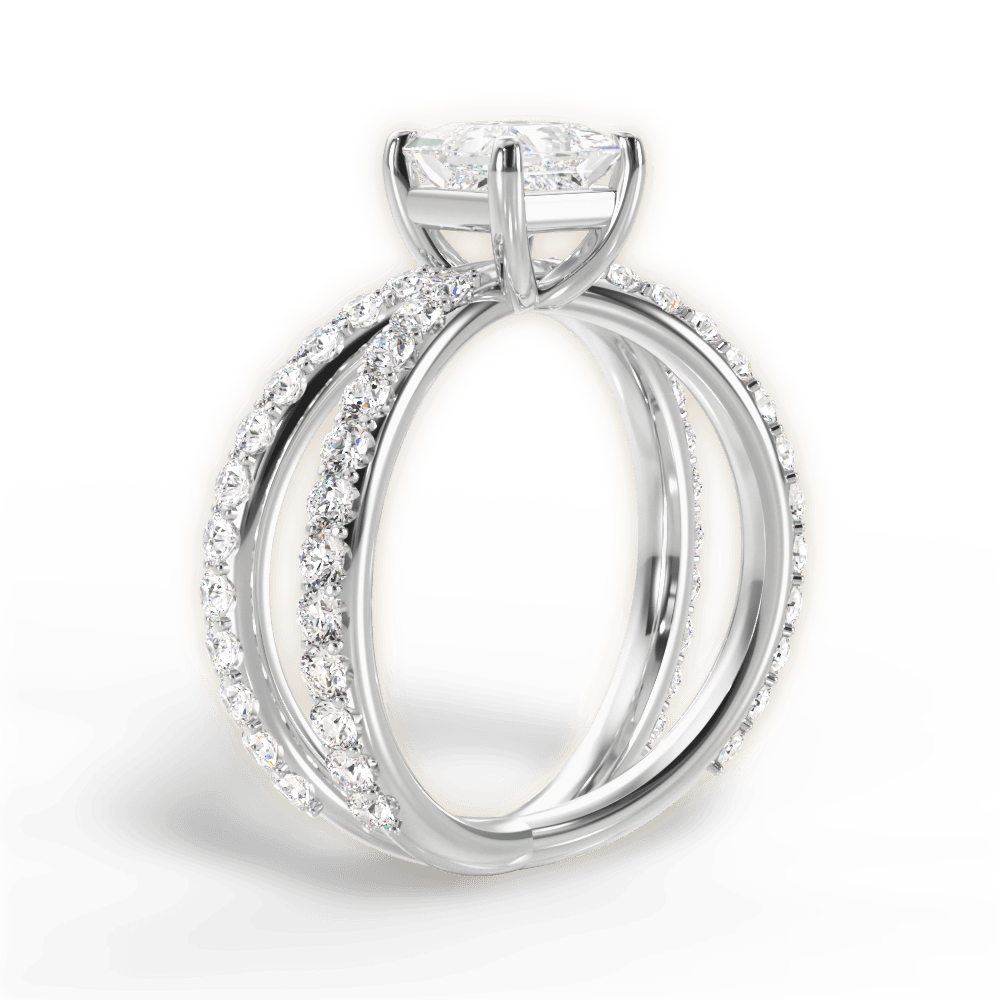 14kt White Gold/18kt White Gold/Platinum/princess/front