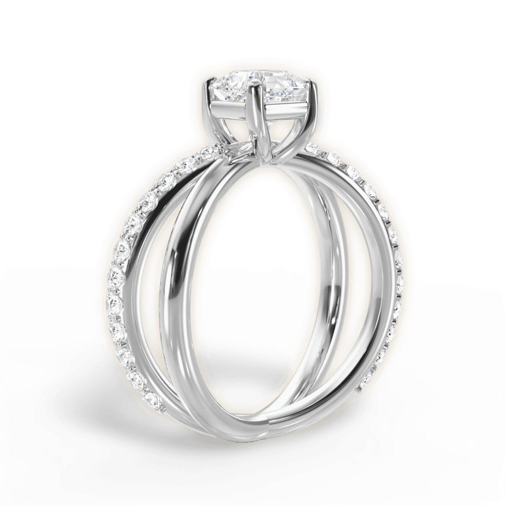 14kt White Gold/18kt White Gold/Platinum/asscher/front