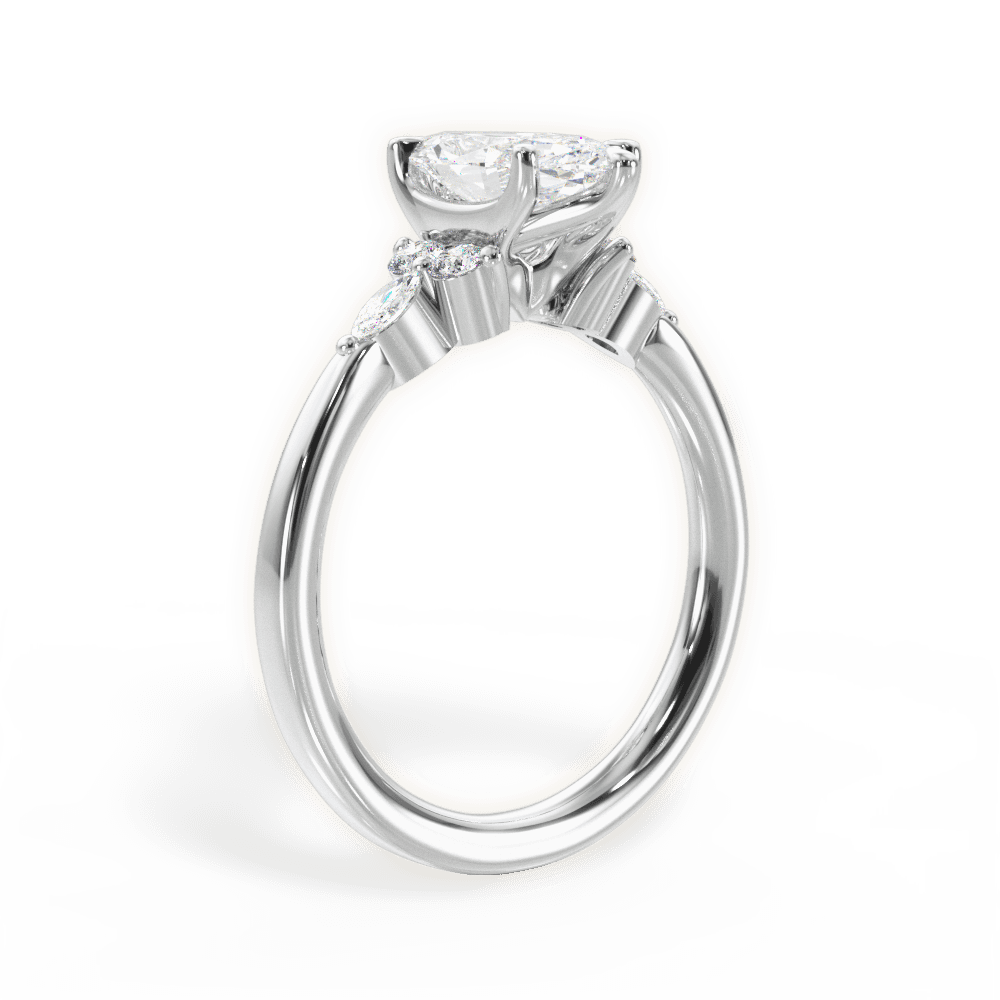 14kt White Gold/18kt White Gold/Platinum/marquise/front