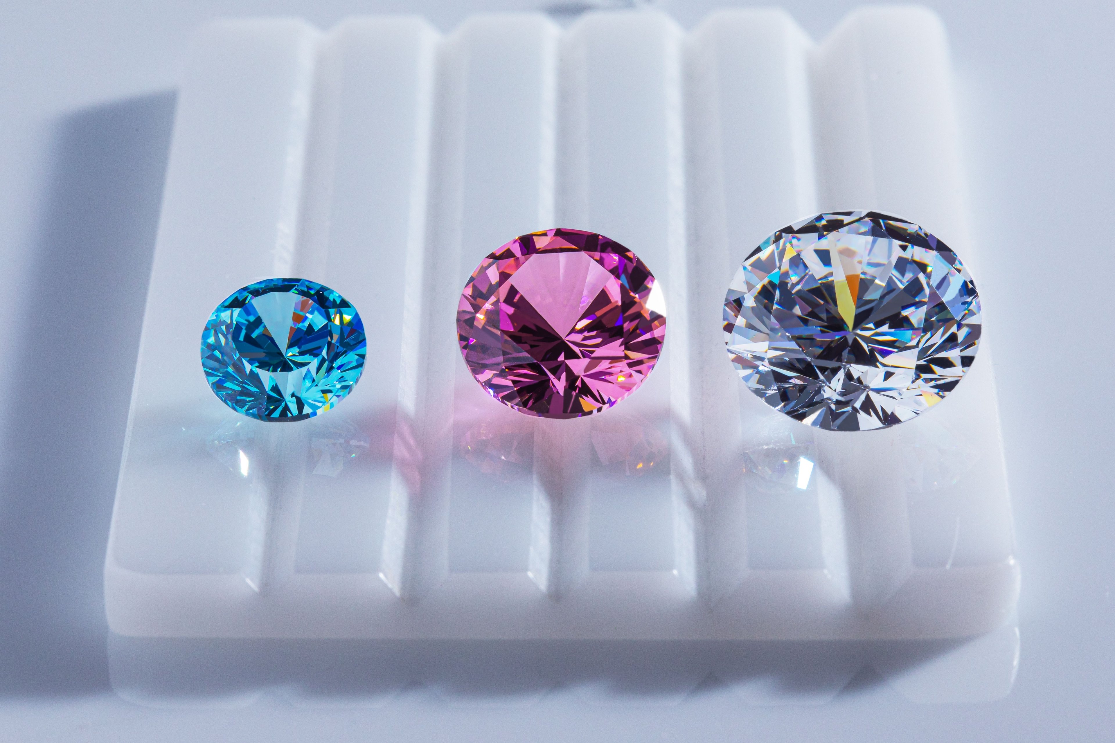 Round Cut Pink And Blue Diamonds At Ritani