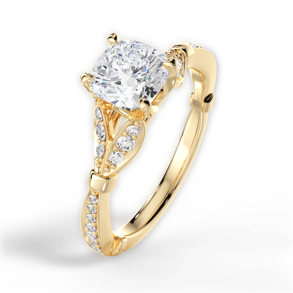 14kt Yellow Gold/18kt Yellow Gold/cushion/side