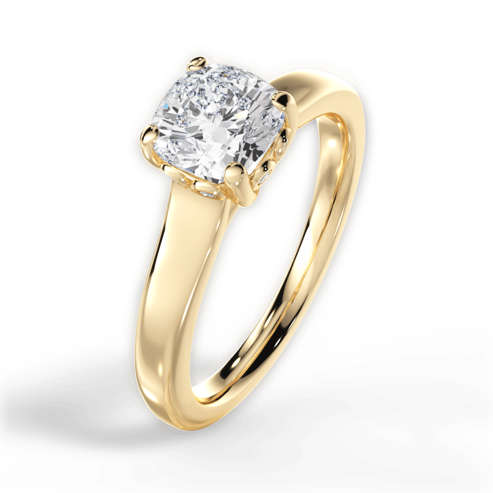 14kt Yellow Gold/18kt Yellow Gold/cushion/side