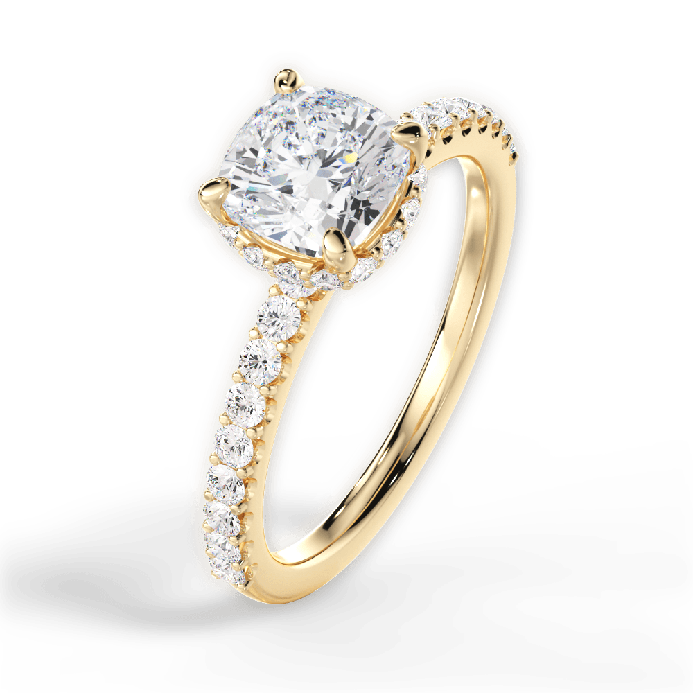 14kt Yellow Gold/18kt Yellow Gold/cushion/side