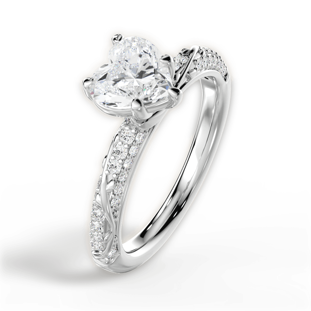 14kt White Gold/18kt White Gold/Platinum/heart/side