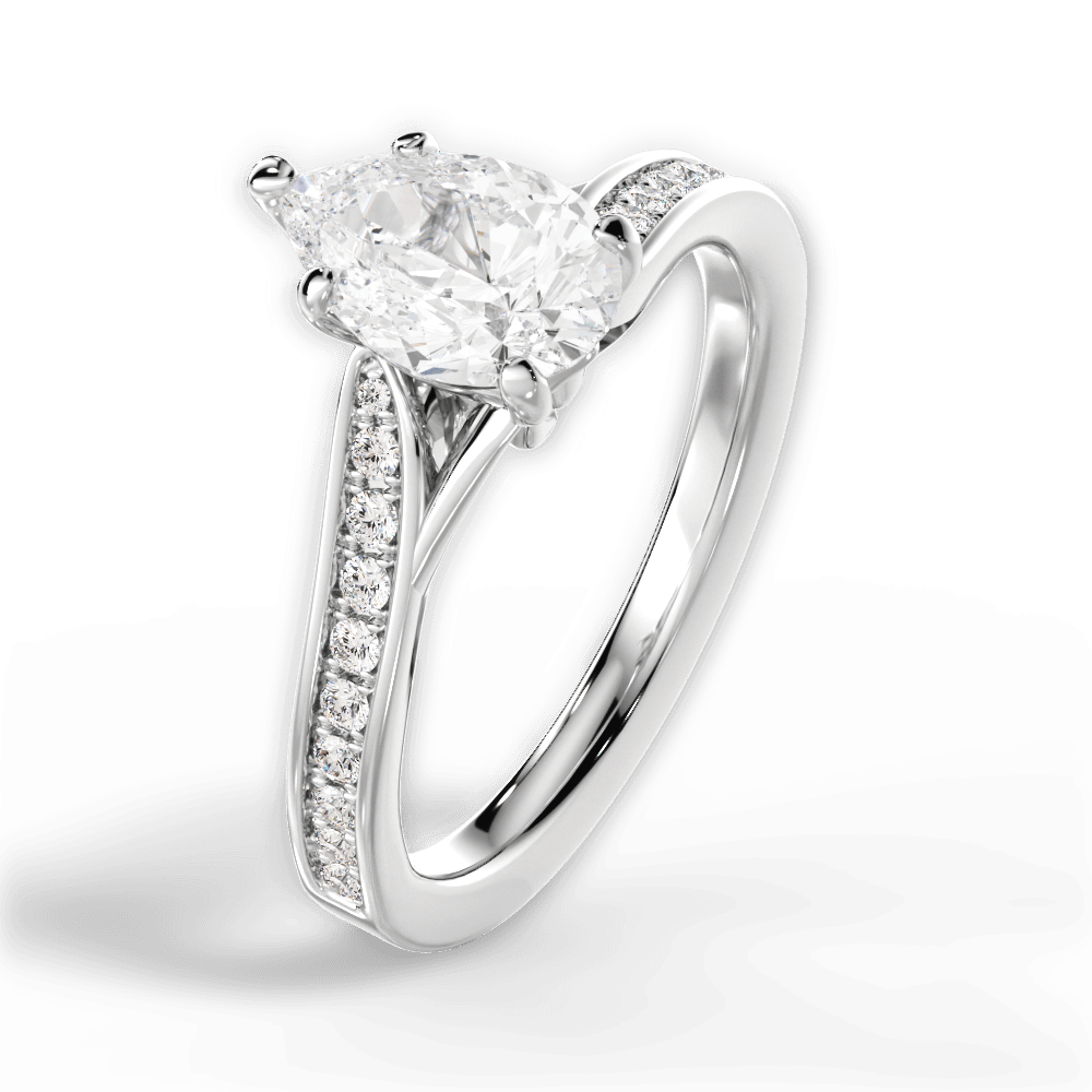 14kt White Gold/18kt White Gold/Platinum/pear/side