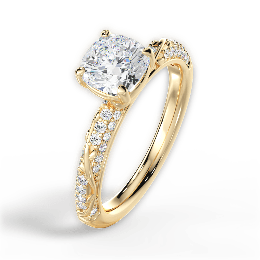14kt Yellow Gold/18kt Yellow Gold/cushion/side