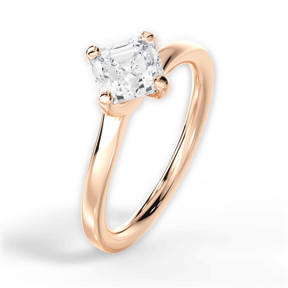 14kt Rose Gold/18kt Rose Gold/asscher/side