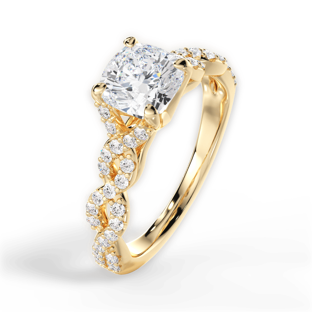 14kt Yellow Gold/18kt Yellow Gold/cushion/side