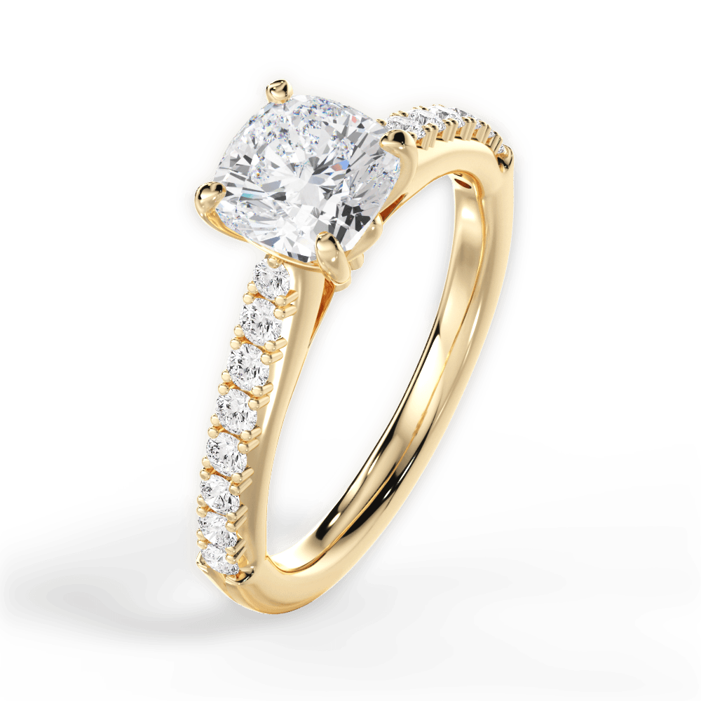 14kt Yellow Gold/18kt Yellow Gold/cushion/side