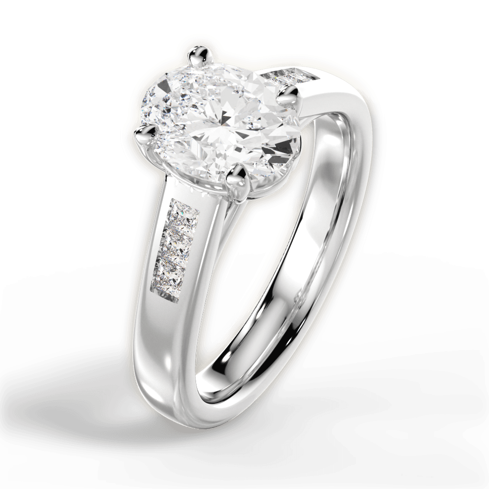14kt White Gold/18kt White Gold/Platinum/oval/side
