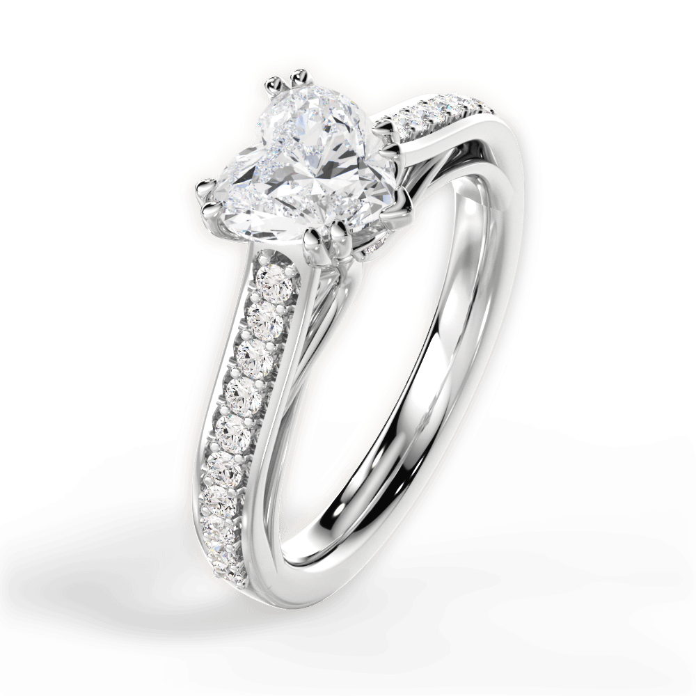 14kt White Gold/18kt White Gold/Platinum/heart/side