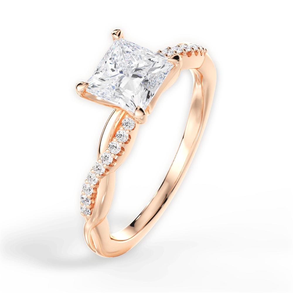 14kt Rose Gold/18kt Rose Gold/princess/side