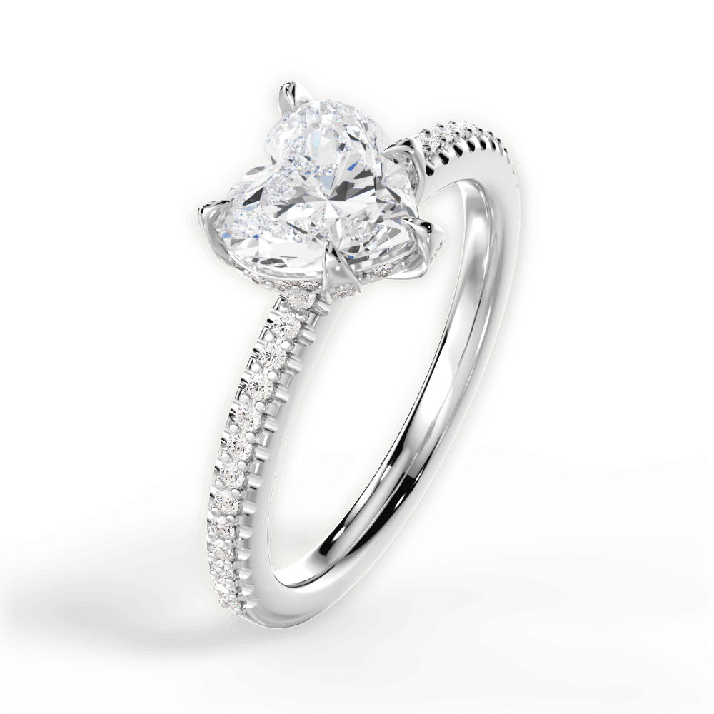 14kt White Gold/18kt White Gold/Platinum/heart/side