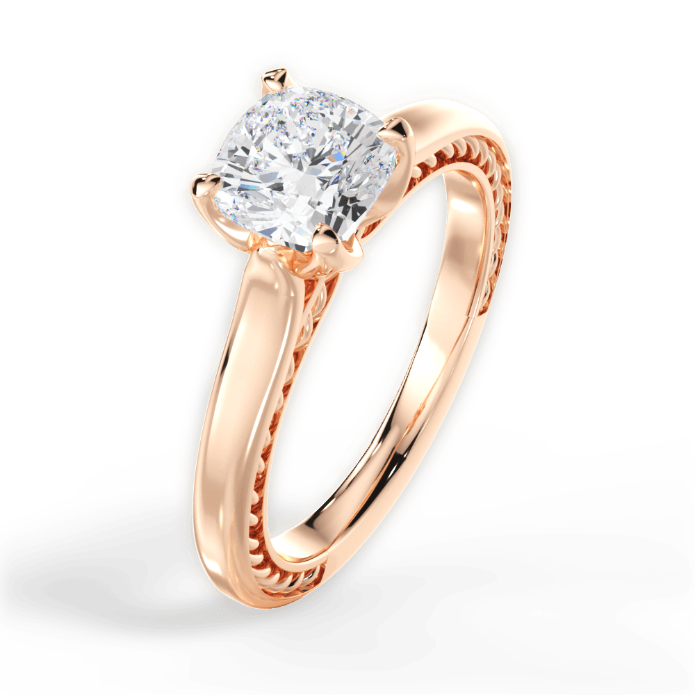 14kt Rose Gold/18kt Rose Gold/cushion/side