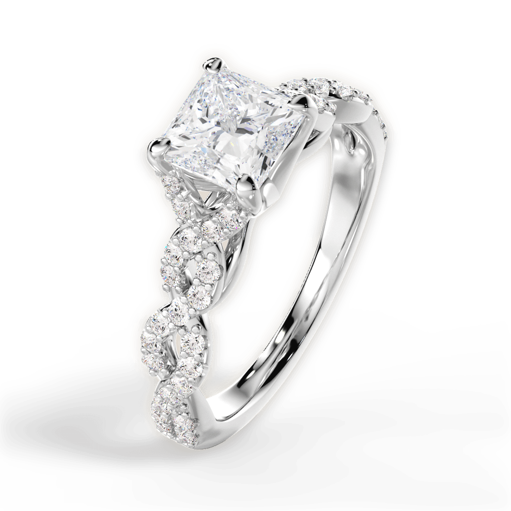 14kt White Gold/18kt White Gold/Platinum/princess/side