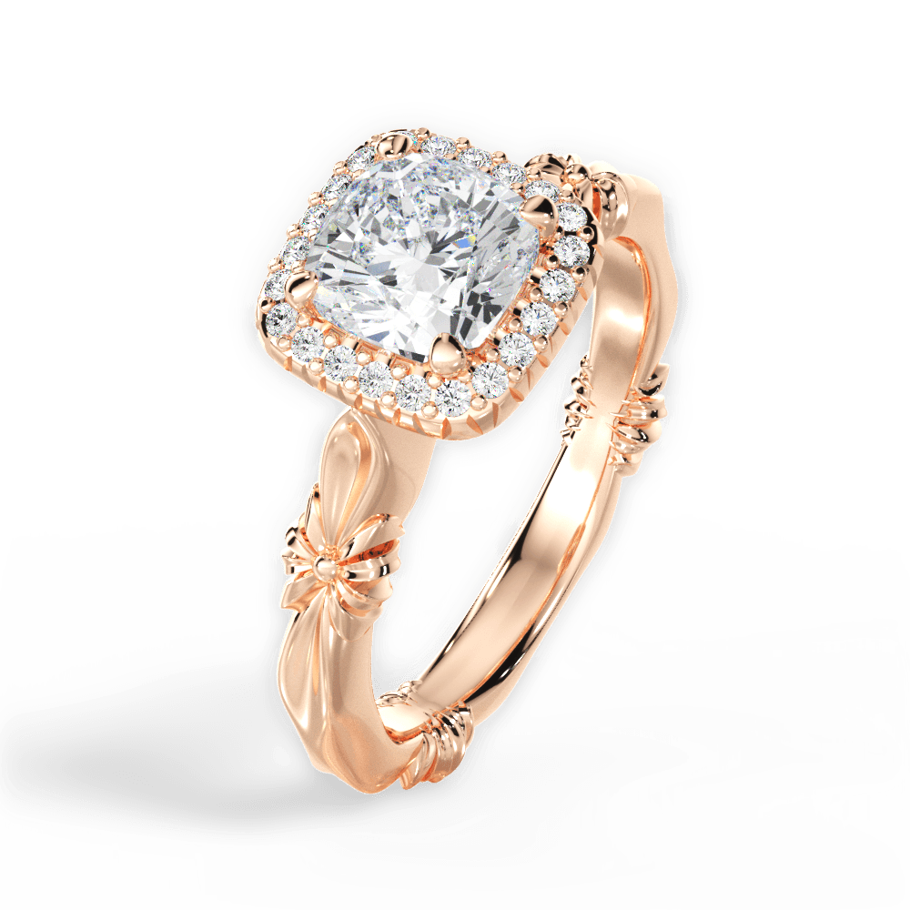 14kt Rose Gold/18kt Rose Gold/cushion/side