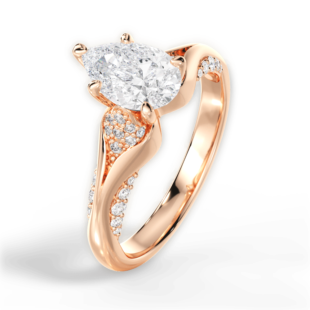 14kt Rose Gold/18kt Rose Gold/pear/side