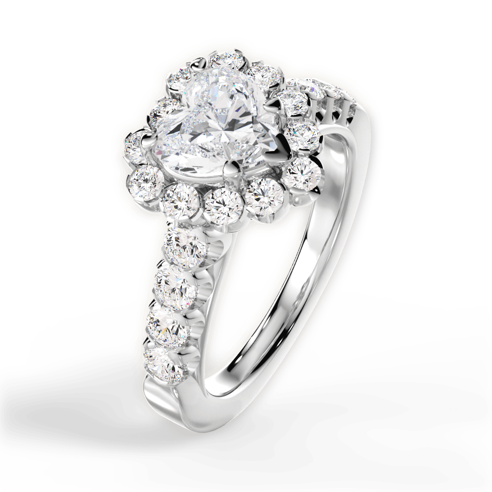 14kt White Gold/18kt White Gold/Platinum/heart/side