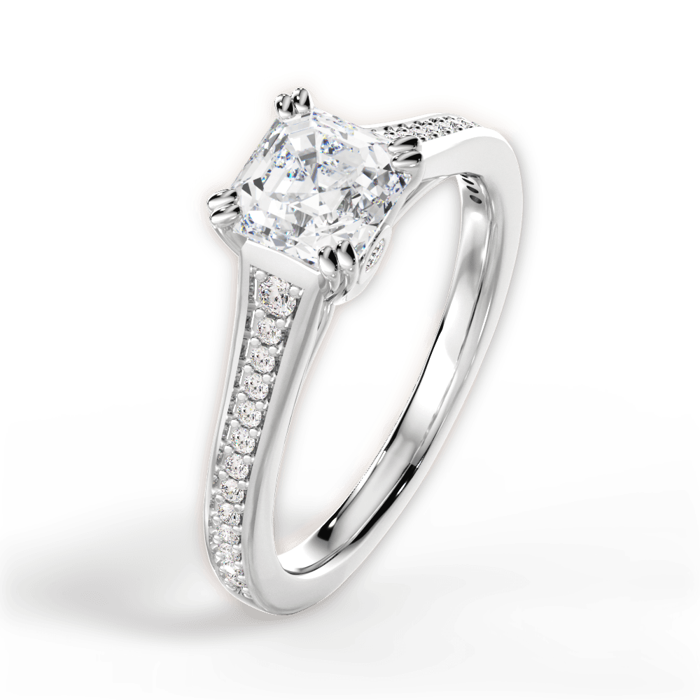 14kt White Gold/18kt White Gold/Platinum/asscher/side