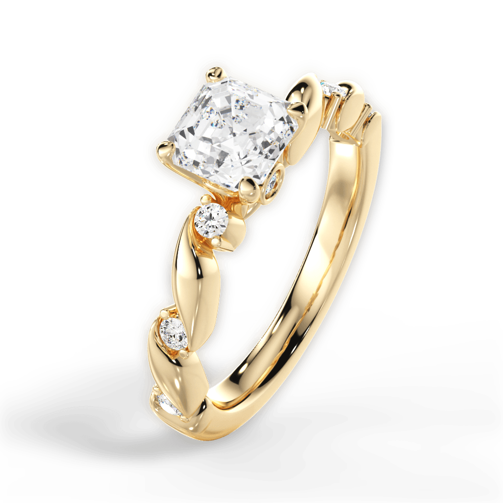 14kt Yellow Gold/18kt Yellow Gold/asscher/side