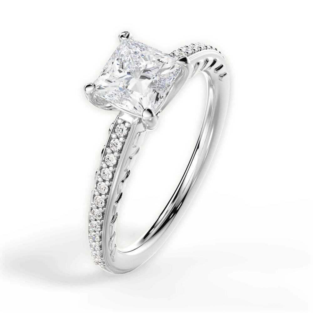 14kt White Gold/18kt White Gold/Platinum/princess/side