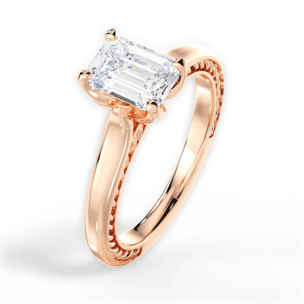 14kt Rose Gold/18kt Rose Gold/emerald/side