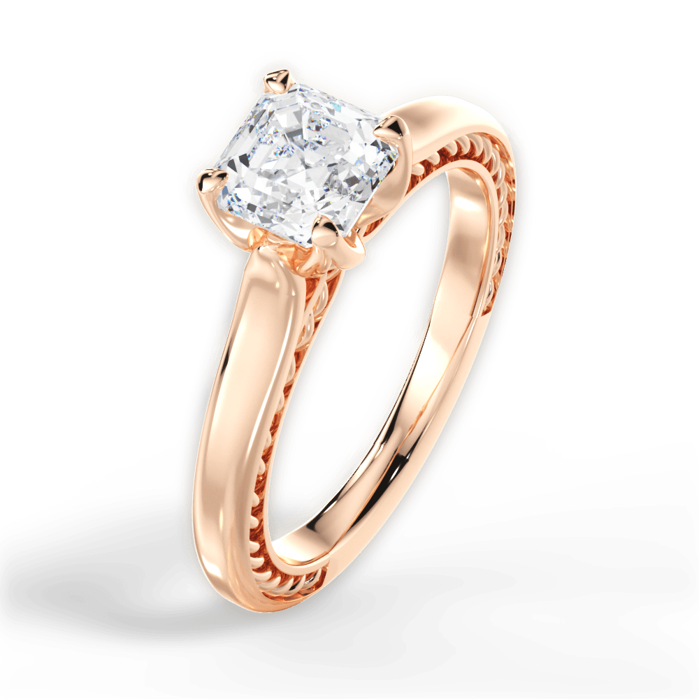 14kt Rose Gold/18kt Rose Gold/asscher/side