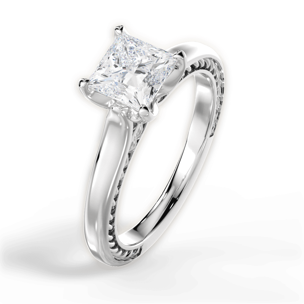 14kt White Gold/18kt White Gold/Platinum/princess/side