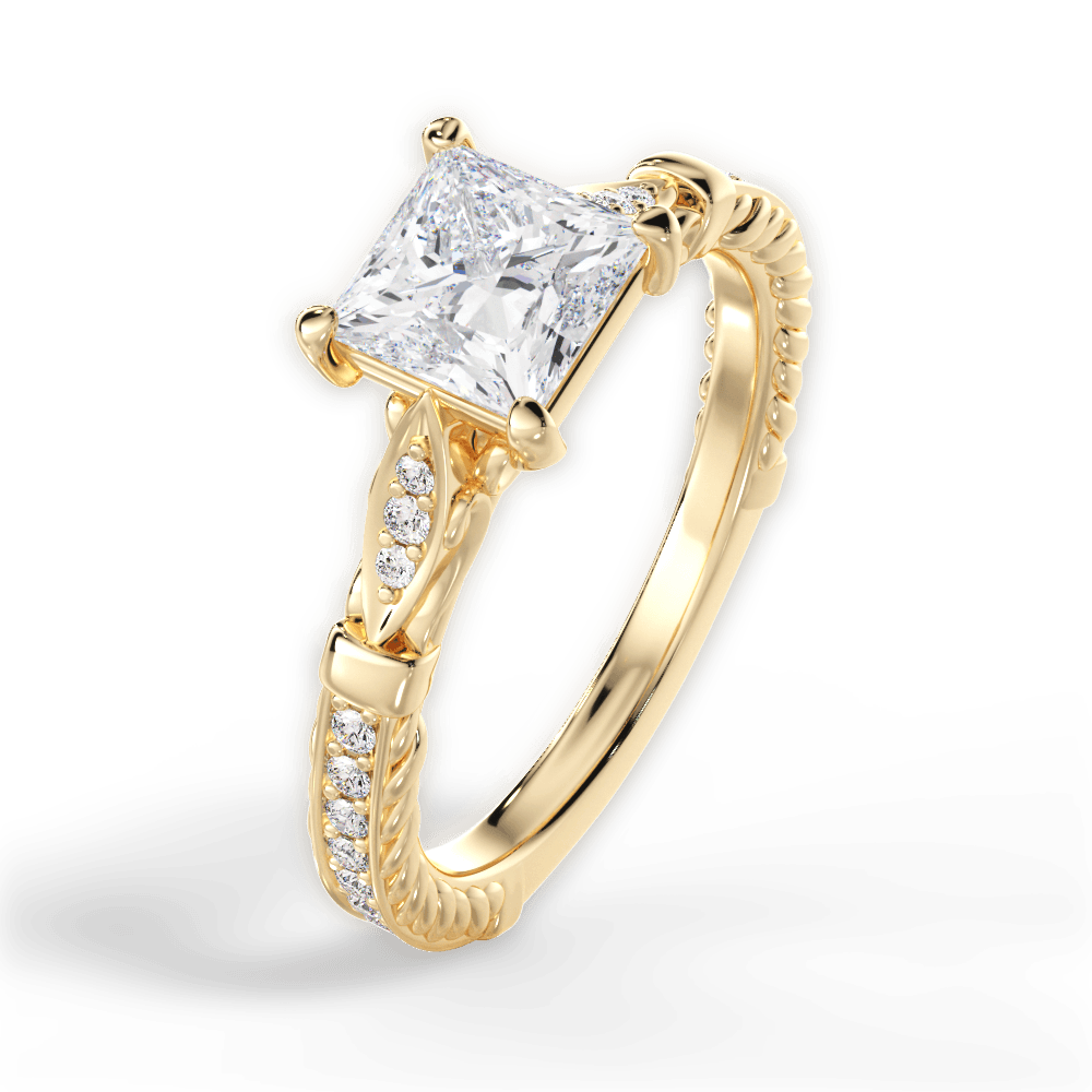 14kt Yellow Gold/18kt Yellow Gold/princess/side