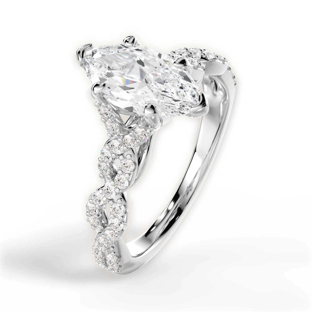 14kt White Gold/18kt White Gold/Platinum/marquise/side