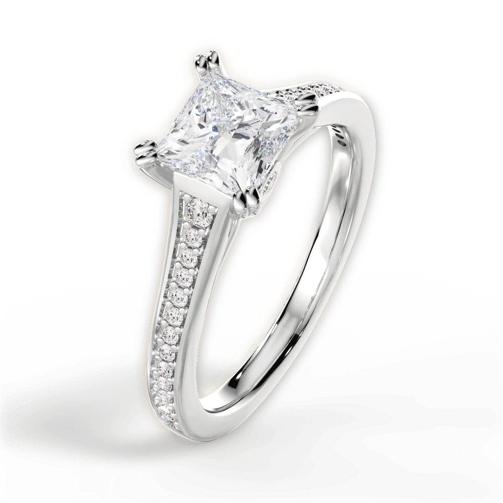 14kt White Gold/18kt White Gold/Platinum/princess/side