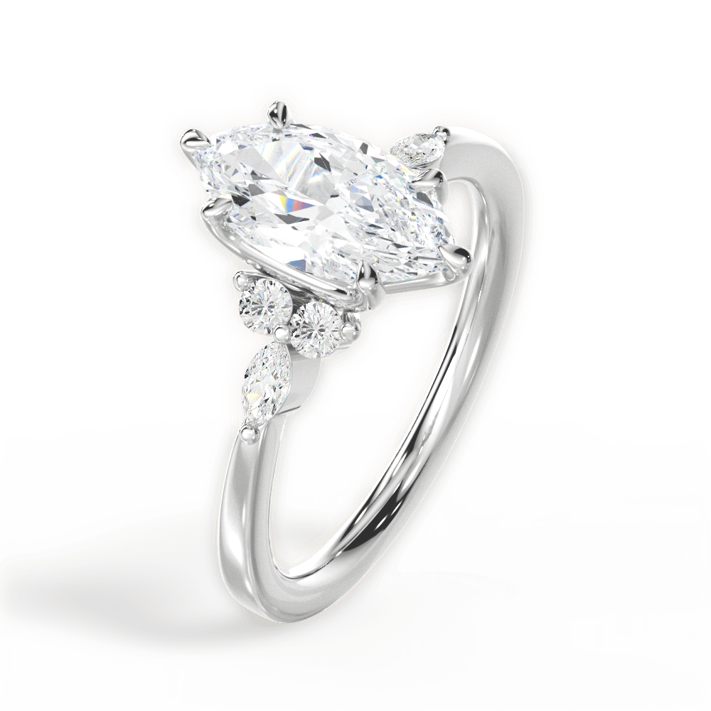 14kt White Gold/18kt White Gold/Platinum/marquise/side