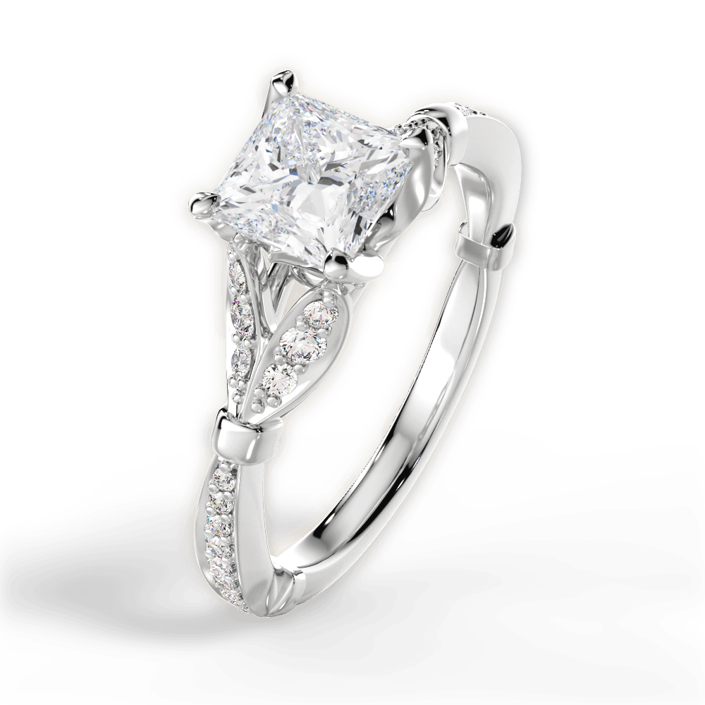 14kt White Gold/18kt White Gold/Platinum/princess/side