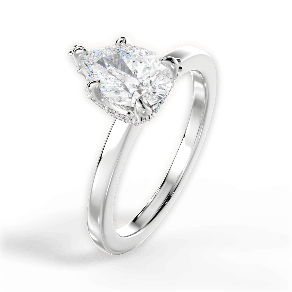 14kt White Gold/18kt White Gold/Platinum/pear/side