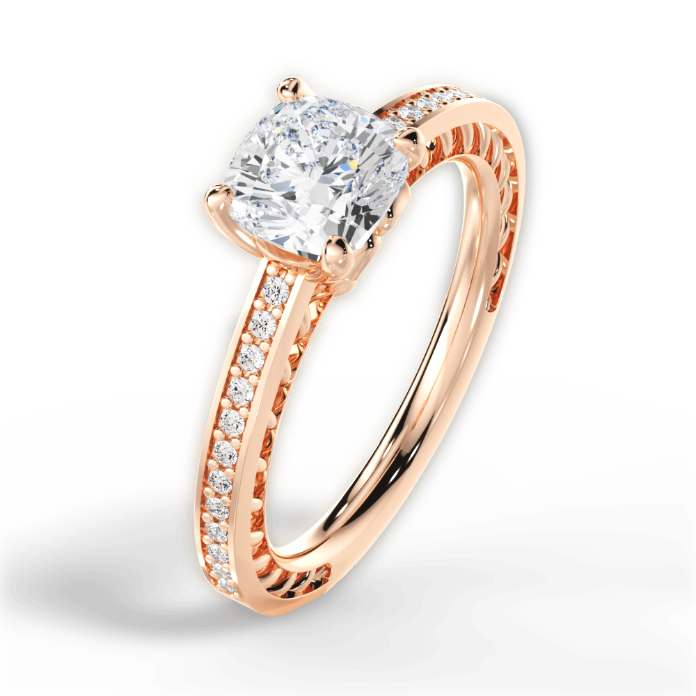 14kt Rose Gold/18kt Rose Gold/cushion/side