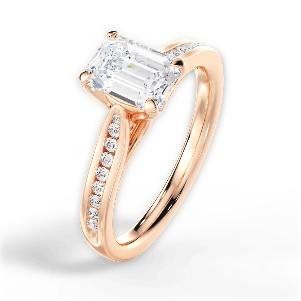 14kt Rose Gold/18kt Rose Gold/emerald/side