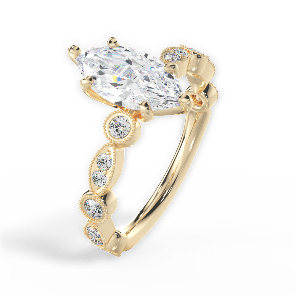 14kt Yellow Gold/18kt Yellow Gold/marquise/side