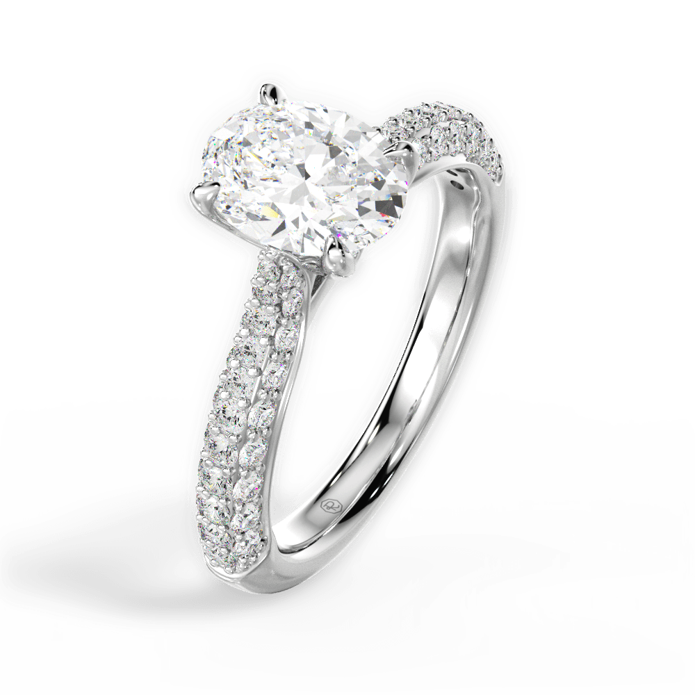 14kt White Gold/18kt White Gold/Platinum/oval/side