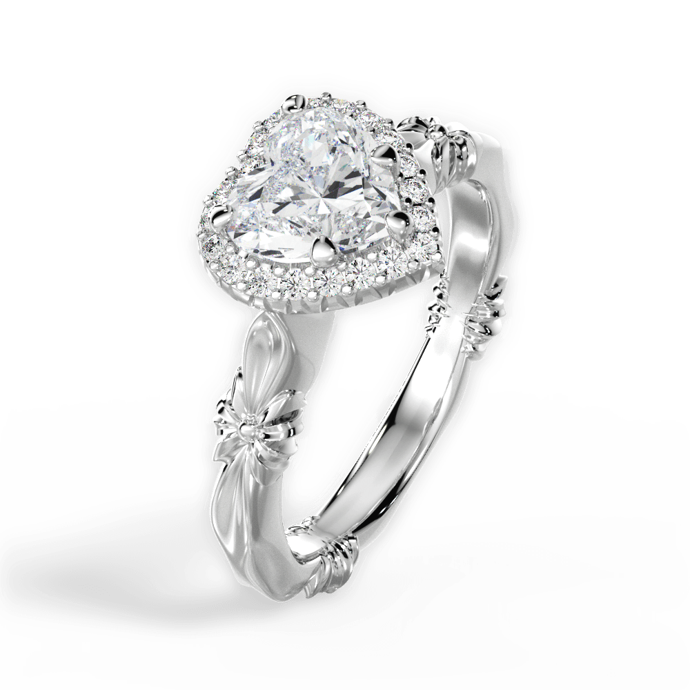 14kt White Gold/18kt White Gold/Platinum/heart/side