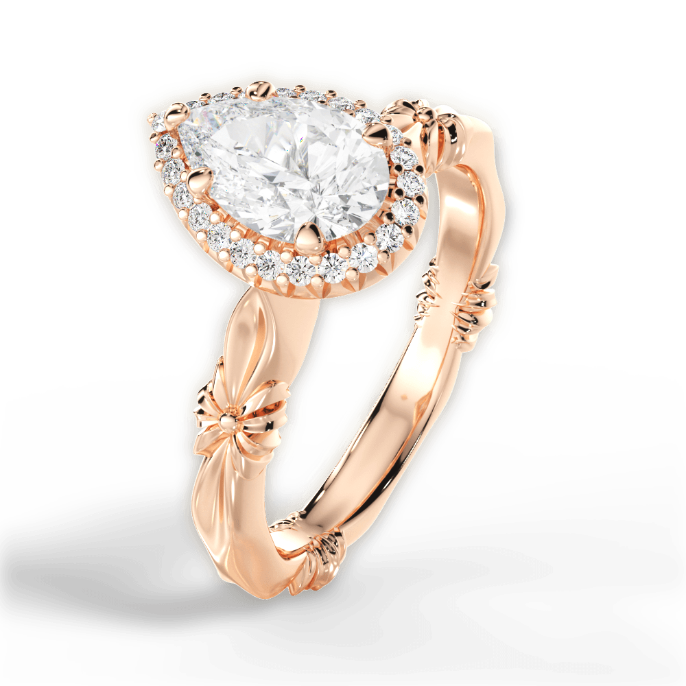 14kt Rose Gold/18kt Rose Gold/pear/side