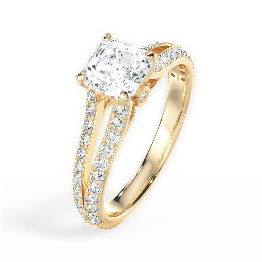 14kt Yellow Gold/18kt Yellow Gold/asscher/side