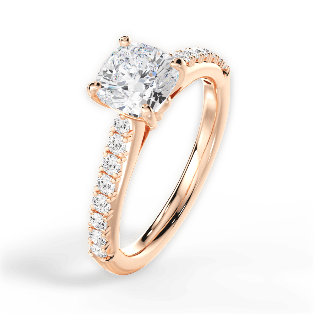14kt Rose Gold/18kt Rose Gold/cushion/side