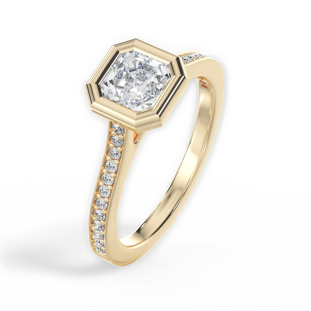 14kt Yellow Gold/18kt Yellow Gold/asscher/side