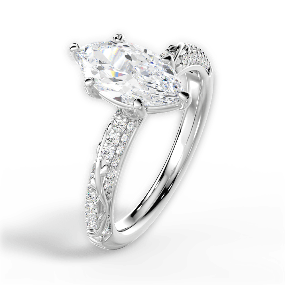 14kt White Gold/18kt White Gold/Platinum/marquise/side