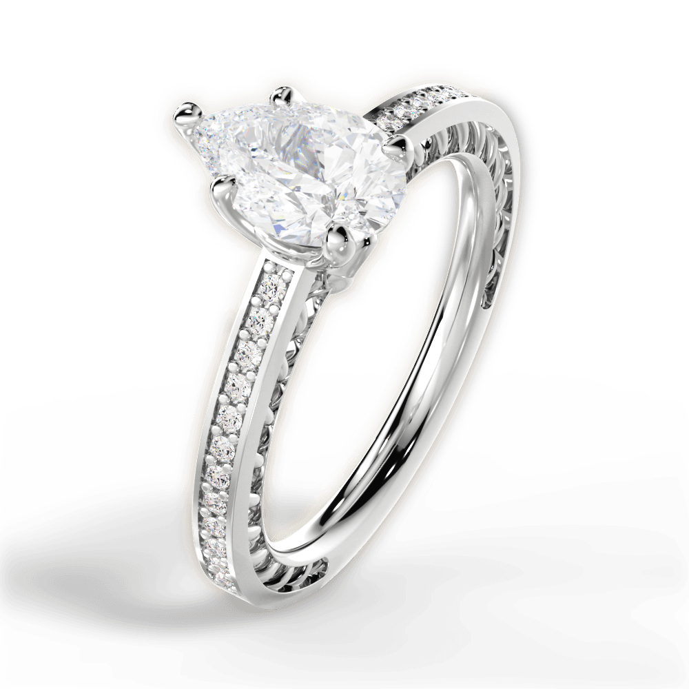 14kt White Gold/18kt White Gold/Platinum/pear/side