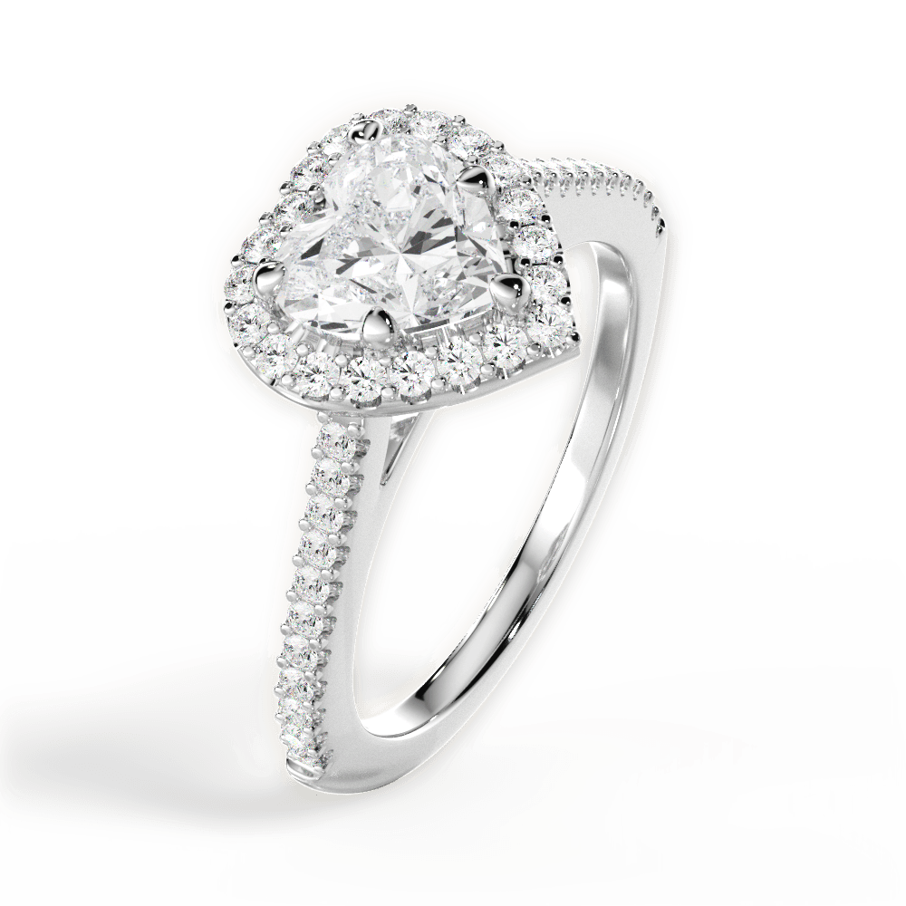 14kt White Gold/18kt White Gold/Platinum/heart/side