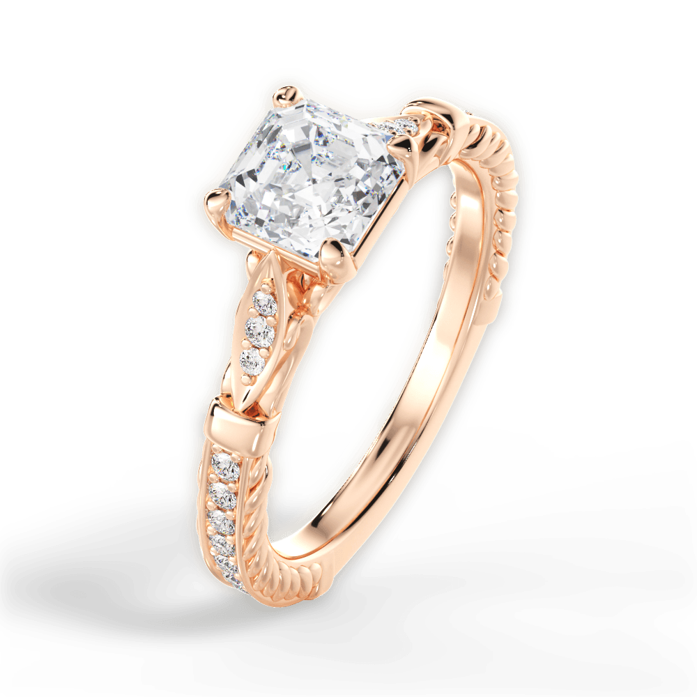 14kt Rose Gold/18kt Rose Gold/asscher/side